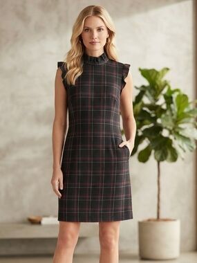 brown polka dot lace dress Timeless Charm Trim Midi Size:54 Long date night Surplice Lace Up A-Line Champagne
